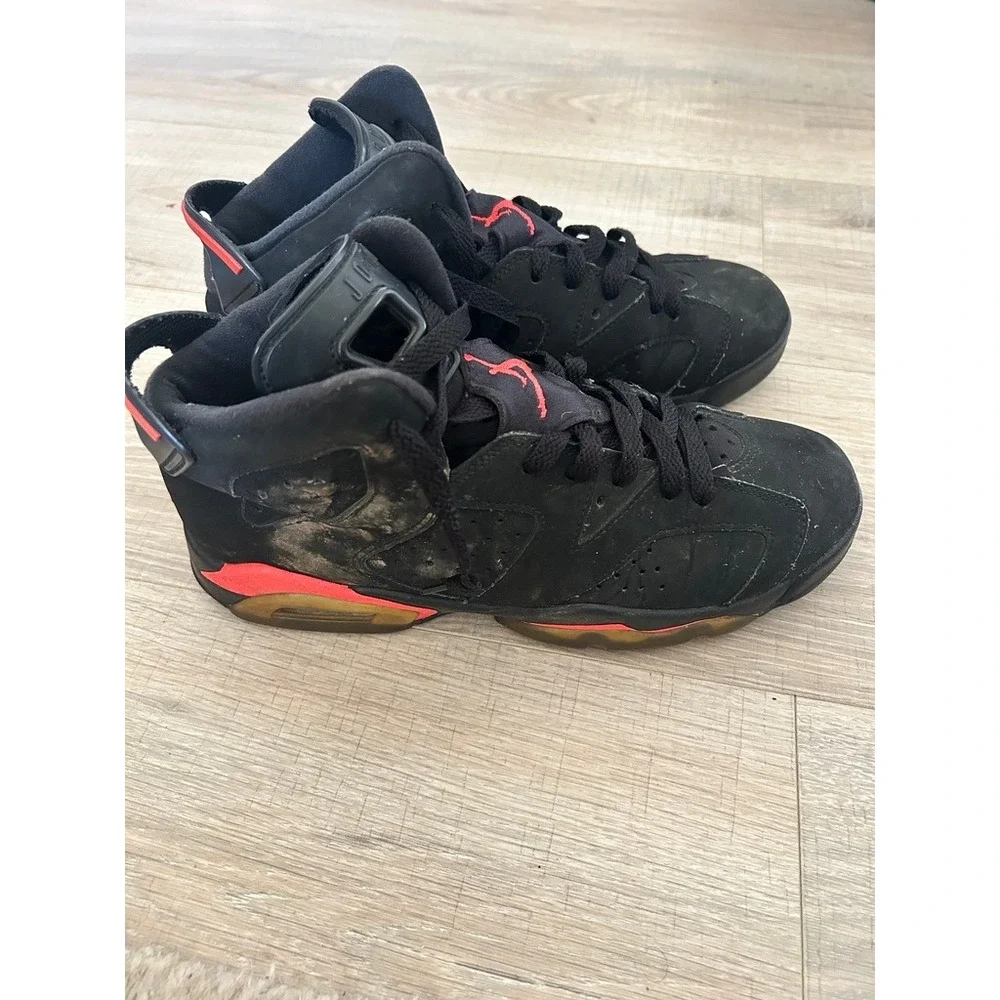 Nike Air Jordan 6 Retro Black Infrared GS Kids Youth 7Y‎ 384665-023